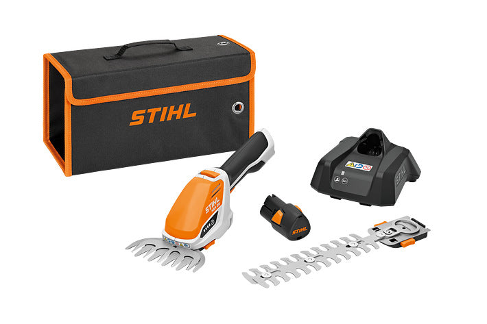 Stihl HSA 26 Batteri-hækkeklipper med græs- og buskklinge - komplet sæt
